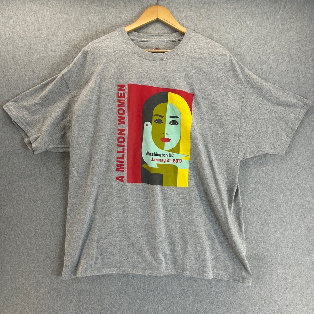 A Million Women Washington DC 2017 Graphic Print Tee T-Shirt Mens Hanes Size XXL